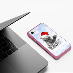 Чехол iPhone 7/8 матовый Любимому дедушке - котик, цвет: 3D-малиновый — фото 2