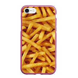Чехол iPhone 7/8 матовый Картошка фри, цвет: 3D-малиновый