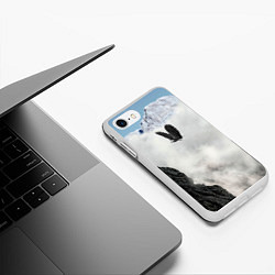 Чехол iPhone 7/8 матовый Горный орёл в небе, цвет: 3D-белый — фото 2