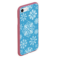 Чехол iPhone 7/8 матовый Snow in blue, цвет: 3D-малиновый — фото 2