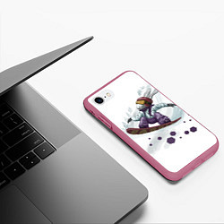 Чехол iPhone 7/8 матовый Кролик Сноубордист, цвет: 3D-малиновый — фото 2