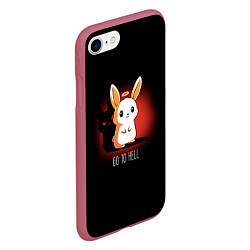 Чехол iPhone 7/8 матовый Кролик чёртик, цвет: 3D-малиновый — фото 2