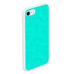 Чехол iPhone 7/8 матовый Яркий бирюзовый текстурированный, цвет: 3D-белый — фото 2