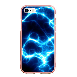 Чехол iPhone 7/8 матовый Молния грозовая - электрические разряды, цвет: 3D-светло-розовый