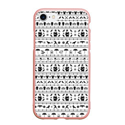Чехол iPhone 7/8 матовый Black pattern Wednesday Addams, цвет: 3D-светло-розовый