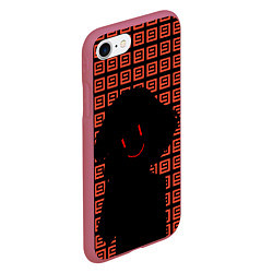 Чехол iPhone 7/8 матовый Undertale - Frisk smile, цвет: 3D-малиновый — фото 2