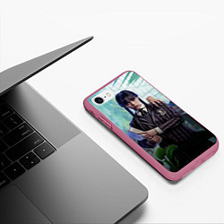 Чехол iPhone 7/8 матовый Уэнсдэй с книгой и вещь, цвет: 3D-малиновый — фото 2