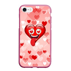 Чехол iPhone 7/8 матовый Безумное сердце, цвет: 3D-малиновый