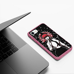 Чехол iPhone 7/8 матовый Человек-бензопила - Величие Макимы, цвет: 3D-малиновый — фото 2