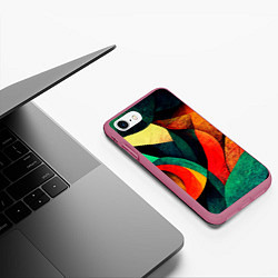 Чехол iPhone 7/8 матовый Текстурированная цветная абстракция, цвет: 3D-малиновый — фото 2