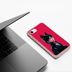 Чехол iPhone 7/8 матовый Wednesday black kitty, цвет: 3D-светло-розовый — фото 2