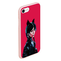 Чехол iPhone 7/8 матовый Wednesday black kitty, цвет: 3D-светло-розовый — фото 2
