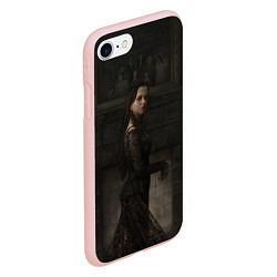 Чехол iPhone 7/8 матовый Уэнсдэй у картины, цвет: 3D-светло-розовый — фото 2