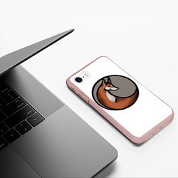 Чехол iPhone 7/8 матовый Стилизованная лиса арт, цвет: 3D-светло-розовый — фото 2