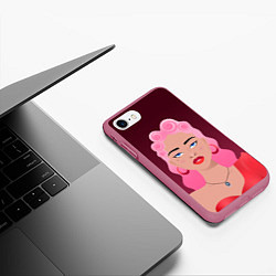 Чехол iPhone 7/8 матовый Retro girl, цвет: 3D-малиновый — фото 2