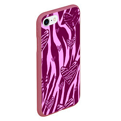 Чехол iPhone 7/8 матовый Полосатая любовь, цвет: 3D-малиновый — фото 2