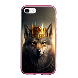 Чехол iPhone 7/8 матовый Волк в золотой короне, цвет: 3D-малиновый