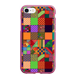 Чехол iPhone 7/8 матовый Разноцветные лоскуты от нейросети, цвет: 3D-малиновый