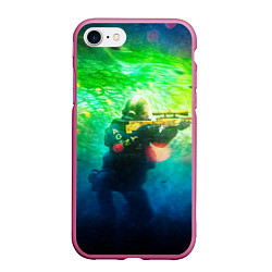 Чехол iPhone 7/8 матовый Counter-terrorist, цвет: 3D-малиновый