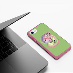 Чехол iPhone 7/8 матовый Женская рука держит цветы, цвет: 3D-малиновый — фото 2