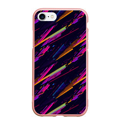 Чехол iPhone 7/8 матовый Глитч полосы, цвет: 3D-светло-розовый