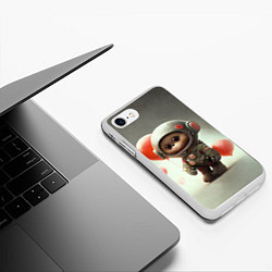 Чехол iPhone 7/8 матовый Комонавт с красными шариками, цвет: 3D-белый — фото 2