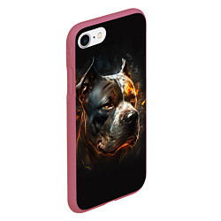 Чехол iPhone 7/8 матовый Стаффордширский терьер - огонь, цвет: 3D-малиновый — фото 2