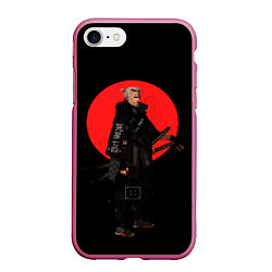 Чехол iPhone 7/8 матовый The Witcher Геральт самурай, цвет: 3D-малиновый