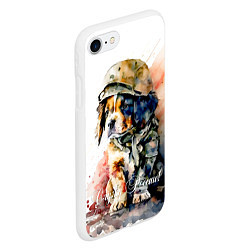 Чехол iPhone 7/8 матовый Милый щенок солдат в каске, цвет: 3D-белый — фото 2