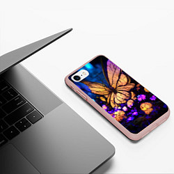 Чехол iPhone 7/8 матовый Цветок бабочка midjouney, цвет: 3D-светло-розовый — фото 2