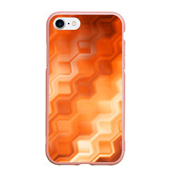Чехол iPhone 7/8 матовый Золотисто-оранжевый туманный паттерн, цвет: 3D-светло-розовый