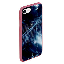 Чехол iPhone 7/8 матовый Тёмно-ледяной фон и бесконечный код, цвет: 3D-малиновый — фото 2