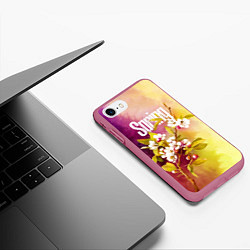 Чехол iPhone 7/8 матовый Ветка цветущей яблони акварель, цвет: 3D-малиновый — фото 2