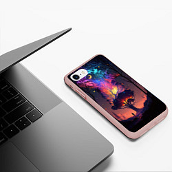 Чехол iPhone 7/8 матовый Огненное дерево в звездном лесу, цвет: 3D-светло-розовый — фото 2
