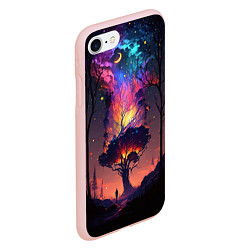 Чехол iPhone 7/8 матовый Огненное дерево в звездном лесу, цвет: 3D-светло-розовый — фото 2