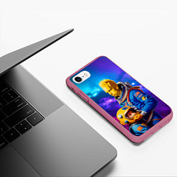 Чехол iPhone 7/8 матовый Bart Simpson and Maggie in space - neural network, цвет: 3D-малиновый — фото 2