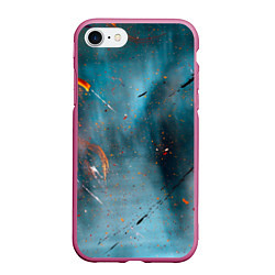 Чехол iPhone 7/8 матовый Абстрактный синий туман, силуэты и краски, цвет: 3D-малиновый
