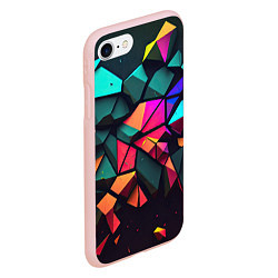 Чехол iPhone 7/8 матовый Неоновые абстрактные камушки, цвет: 3D-светло-розовый — фото 2