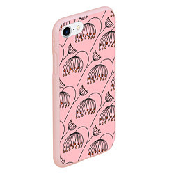 Чехол iPhone 7/8 матовый Цветы в стиле бохо на пудрово-розовом фоне, цвет: 3D-светло-розовый — фото 2