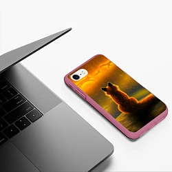 Чехол iPhone 7/8 матовый Лиса духи предков, цвет: 3D-малиновый — фото 2