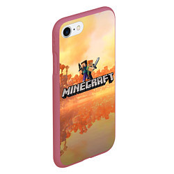 Чехол iPhone 7/8 матовый Стив Майнкрафт Minecraft, цвет: 3D-малиновый — фото 2