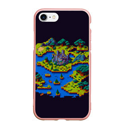 Чехол iPhone 7/8 матовый Пиксельный остров и замок, цвет: 3D-светло-розовый