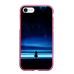Чехол iPhone 7/8 матовый Покорительница космоса, цвет: 3D-малиновый