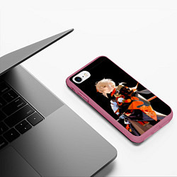 Чехол iPhone 7/8 матовый Казуха с мечом - Genshin Impact, цвет: 3D-малиновый — фото 2