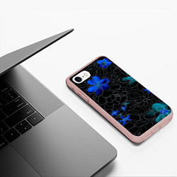 Чехол iPhone 7/8 матовый Неоновые цветы, цвет: 3D-светло-розовый — фото 2