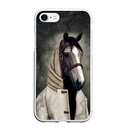 Чехол iPhone 7/8 матовый Конь в пальто в прямом смысле, цвет: 3D-белый