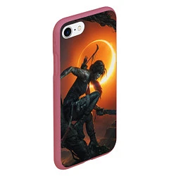 Чехол iPhone 7/8 матовый Lara Croft, цвет: 3D-малиновый — фото 2