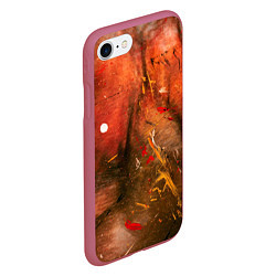 Чехол iPhone 7/8 матовый Абстрактный красный туман и краски, цвет: 3D-малиновый — фото 2
