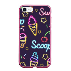 Чехол iPhone 7/8 матовый Неоновые надписи sweet scoop, цвет: 3D-малиновый