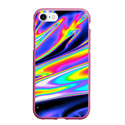 Чехол iPhone 7/8 матовый Жидкость радужные разводы, цвет: 3D-малиновый